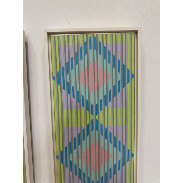 Victor Vasarely 1980's Op Art Dyptich Acrylic on Canvas by Gabe Silverman Framed For Sale - Image 4 of 10