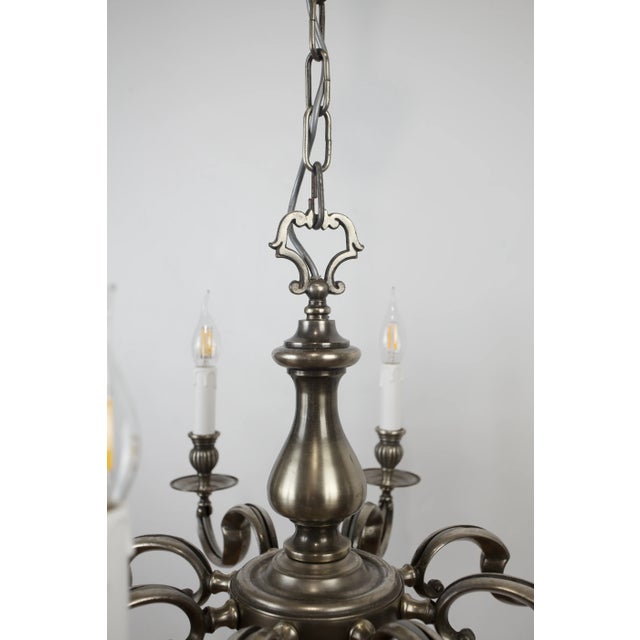 Eight-Arm Chandelier in White Brass For Sale - Image 6 of 9
