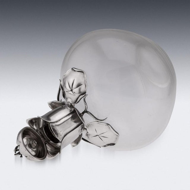 Silver Antique 19th Century Victorian Silver & Clear Glass Claret Jug, 1884 For Sale - Image 8 of 18