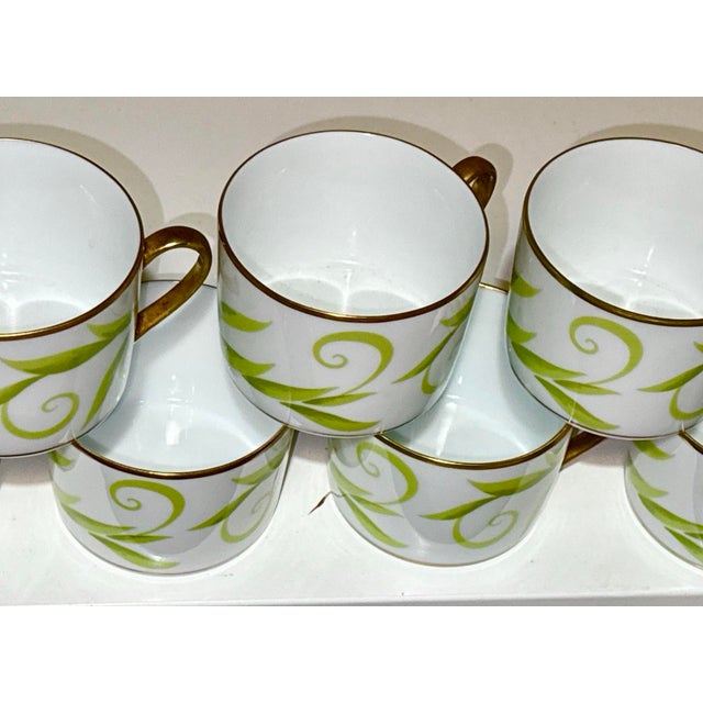 Bernardaud Bernardaud Frivole, French Limoges, Flat Cup & Saucer Set - Complete Set of 7 (Never Used) For Sale - Image 4 of 13