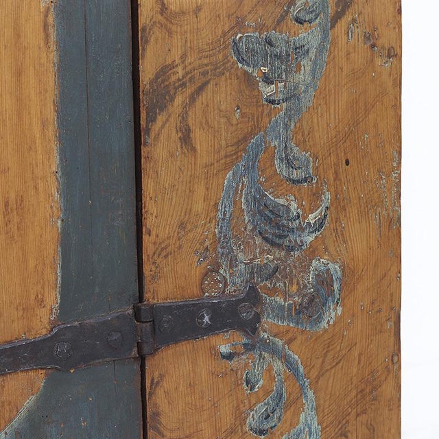 Primitive Rustic Farmhouse Folk Art Painted Bridal Cabinet For Sale - Image 5 of 14