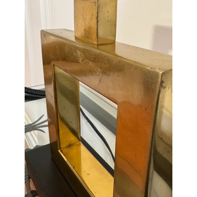 Mid Century Modern Hollywood Regency Square Brass Table Lamps, a Pair For Sale - Image 11 of 12
