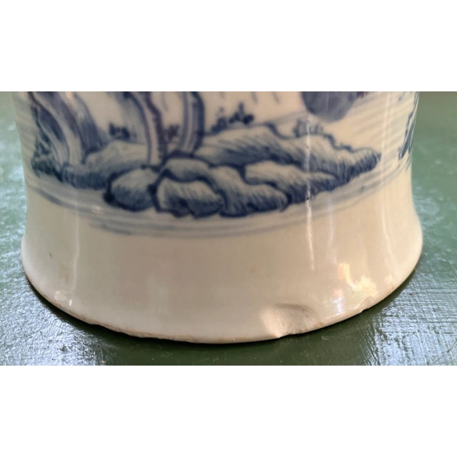 Antique 18th Century Chinese Kangxi Blue & White Export Porcelain Tankard Mug With Rocky Landscape For Sale - Image 10 of 12