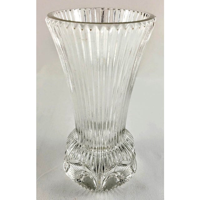 Transparent Fostoria Crystal Ribbed Bud Vase With Thumbprint Base For Sale - Image 8 of 11