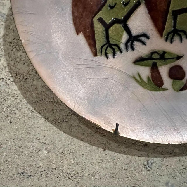 Mid-Century Modern 1960s Hand Crafted Enamel Owl Plate by Annemarie Davidson Sierra Madre, Ca For Sale - Image 3 of 12