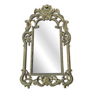 Large Regency Style Mirror with Carved and Gilded Wooden Side Panels, 1950s For Sale