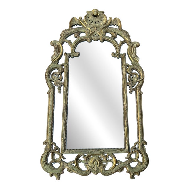 Large Regency Style Mirror with Carved and Gilded Wooden Side Panels, 1950s For Sale