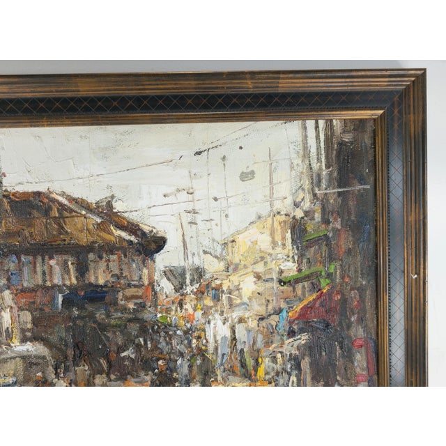 Late 20th Century Asian Impressionist Street Scene Painting For Sale In New York - Image 6 of 13