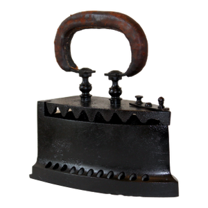 Antique Cast Iron Charcoal Sad Iron With Arched Handle | Early 20th Century