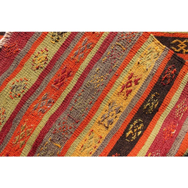 Vintage Turkish Kilim Runner With Multicolor Stripes and Tribal Motifs 2'9 X 10'6 For Sale - Image 10 of 10