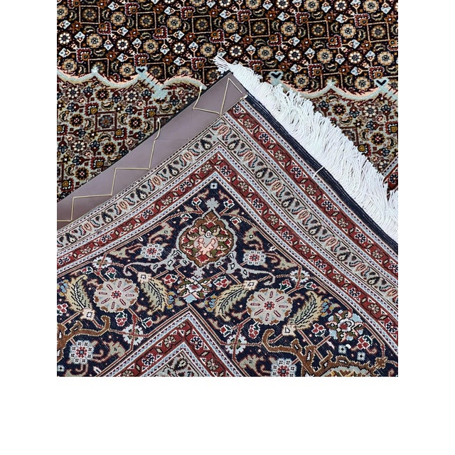 Fine Persian Tabriz Mahi Fish Wool & Silk Rug 6’8” X 9’8” For Sale In Washington DC - Image 6 of 6