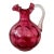 Vintage Fenton Cranberry Dot Optic Glass Pitcher With Clear Ruffled Rim For Sale