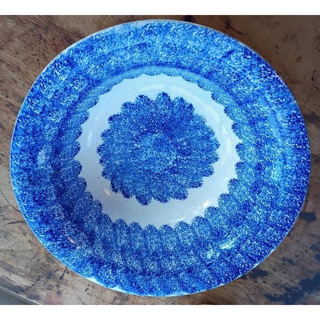 Early 19th Century 19thc Blue Spatter Ware Pitcher & Bowl Set For Sale - Image 5 of 6