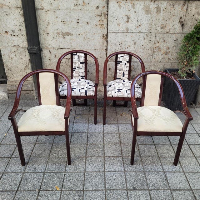 Art Deco Chairs Upholstered in Euphoria Cubista, Misia Paris, France, 1970s, Set of 4 For Sale - Image 11 of 18