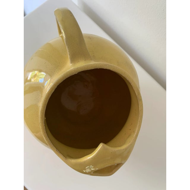 Mid 20th Century Mid Century Yellow Art Deco Balloon Shaped Pottery Pitcher For Sale - Image 5 of 8