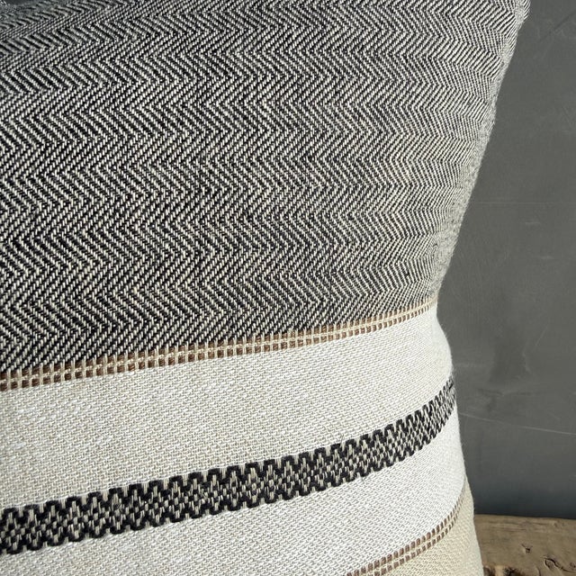 Mid-Century Modern Beeswax Stripe Pillow Cover 100% Belgian Linen For Sale - Image 3 of 5