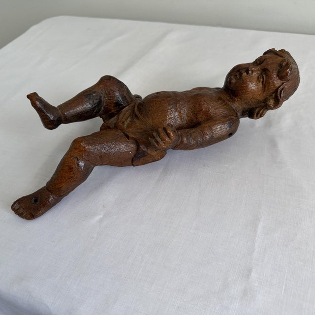 Antique Baroque Carved Wooden Cherub or Angel For Sale - Image 4 of 11