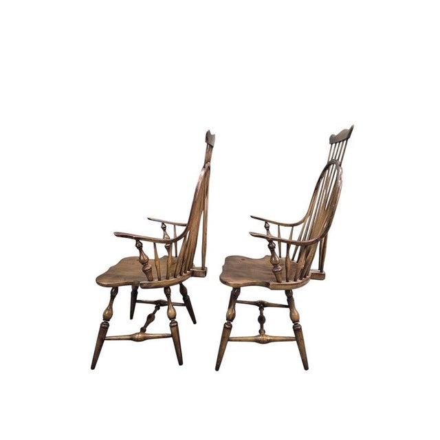 English Antique Windsor Bow Back Spindle Armchairs - Pair For Sale - Image 3 of 8