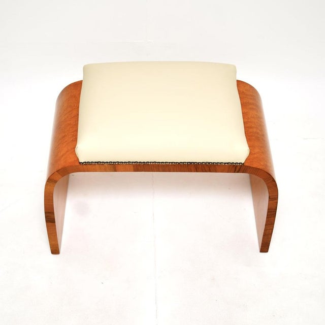 Wood Art Deco Birds Eye Maple and Leather Stool, 1930s For Sale - Image 7 of 11