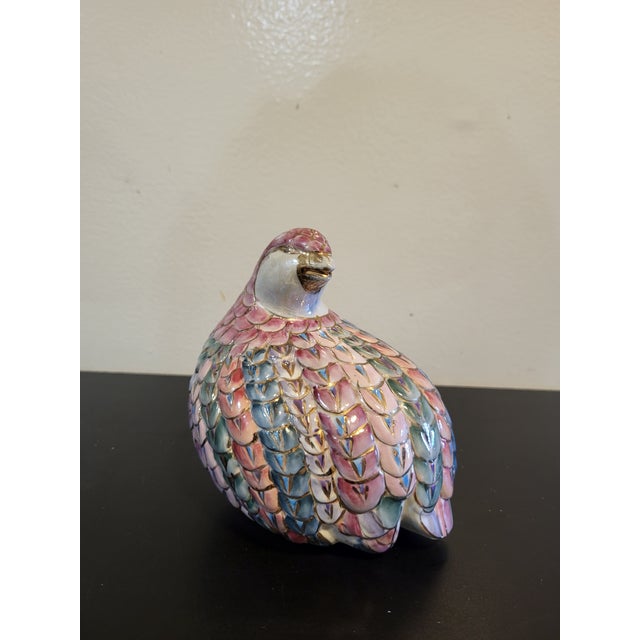 Toyo Vintage Toyo Floral Quail Figurine Porcelain Partridge Bird 14k Gold Guild 60s For Sale - Image 4 of 10