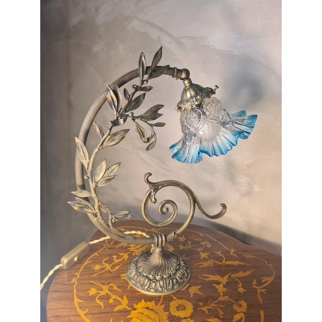 Bronze and Brass Tulip Lamp with Translucent Shade, 1960, in Flawless conditions. Designed 1960 to 1969 European Plug (up...