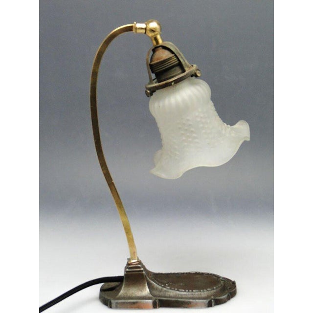 Metal 20th Century Glass and Metal Table Lamp, Austria-Hungary, 1890s For Sale - Image 7 of 14