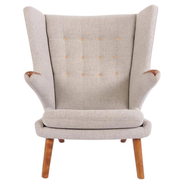 Model AP19 Papa Bear Chair in Light Grey Hallingdal Fabric and Teak attributed to Hans J. Wegner for PP Møbler, 1950s For Sale - Image 11 of 11