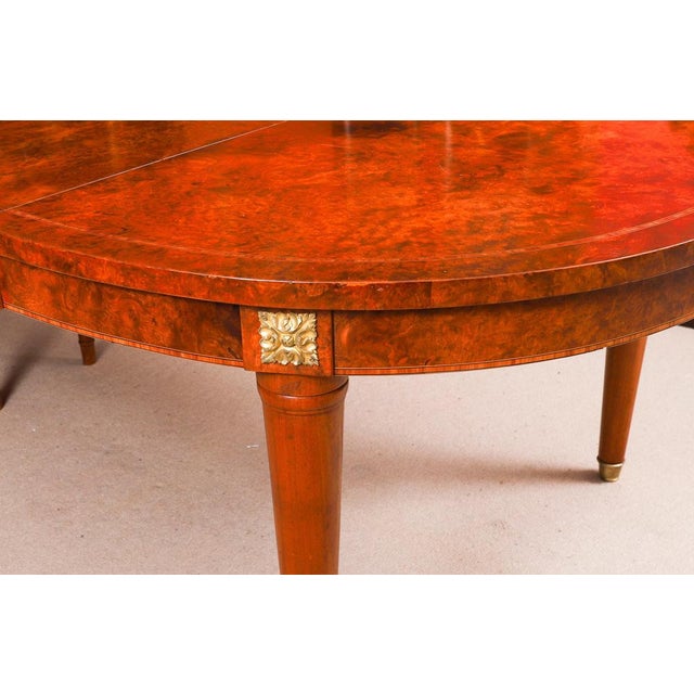 Vintage Empire Revival French Burr Walnut Dining Table and Chairs, Set of 11 For Sale - Image 14 of 18