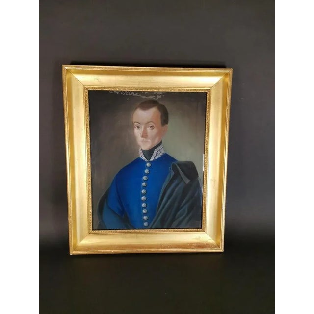 Elegant 19th century pastel portrait of French officer with gold wooden frame. Excellent condition. Measures: 73 x 62 cm...