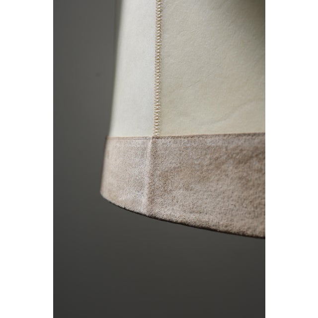 Floor Lamp in Leather, Parchment and Brass by Charlotte Waver, 1960s-1970s For Sale - Image 9 of 13