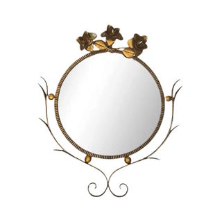 Vintage Italian Gilt Tole Toleware Gold Metal Wall Mirror, Circa 1970 For Sale