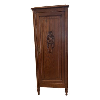 Art Deco Bonnetière in Oak and Griotte Marble, 1930s For Sale