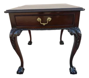 Stickley Furniture Chippendale Style Ball & Claw Feet Mahogany Inlaid Side Table