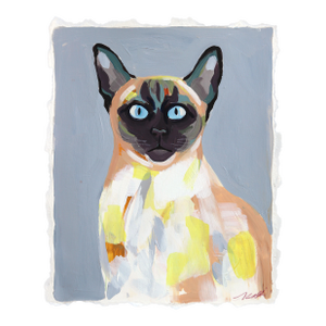 Can Food Only - Figurative Cat Painting on Paper Original Artwork by Kellie Newsome