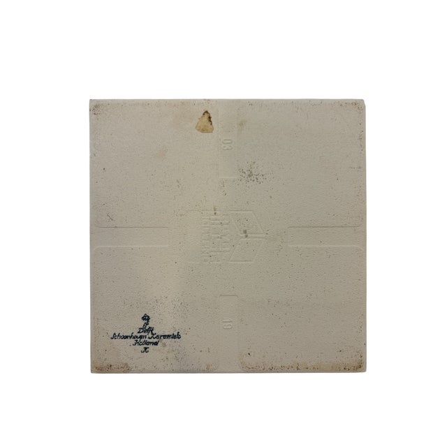 Mid 20th Century Delft Schoonhoven Keramiek Holland Blue and White Floral Tile Trivets - Set of 3 For Sale In Indianapolis - Image 6 of 12