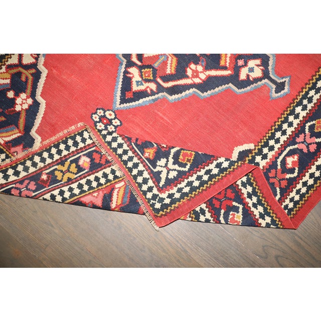 19th Century Antique Zabihi Collection Senneh Jewel Toned Kilim For Sale - Image 10 of 10