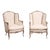 French Louis XV Style 1880s Painted Bergère Chairs with Carved Floral Motifs - A Pair For Sale