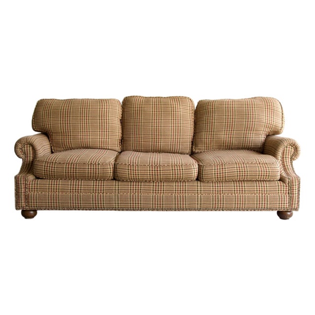 Glen Plaid Houndstooth Ralph Lauren Fabric on Lexington Sofa, Early 21st Century For Sale