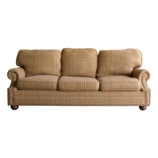 Glen Plaid Houndstooth Ralph Lauren Fabric on Lexington Sofa With Spring Down Cushions, Early 21st Century For Sale