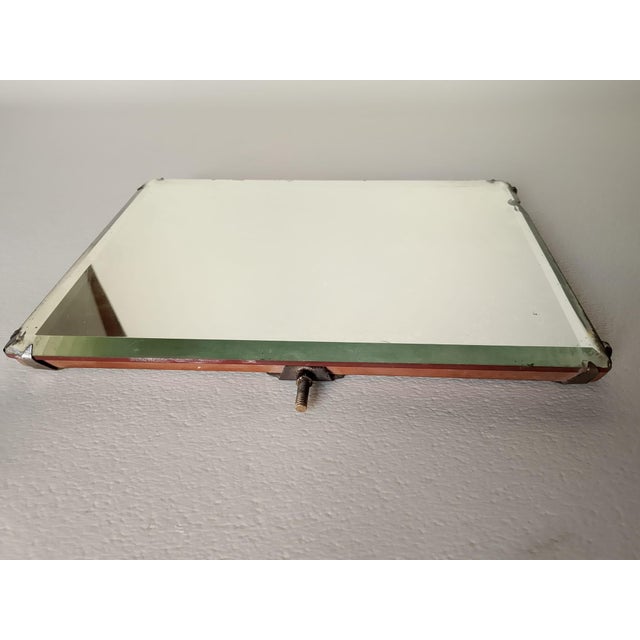 Nickel-Plated Wrought Iron Mirror with Candleholder and Clamps, 1930s For Sale - Image 7 of 17