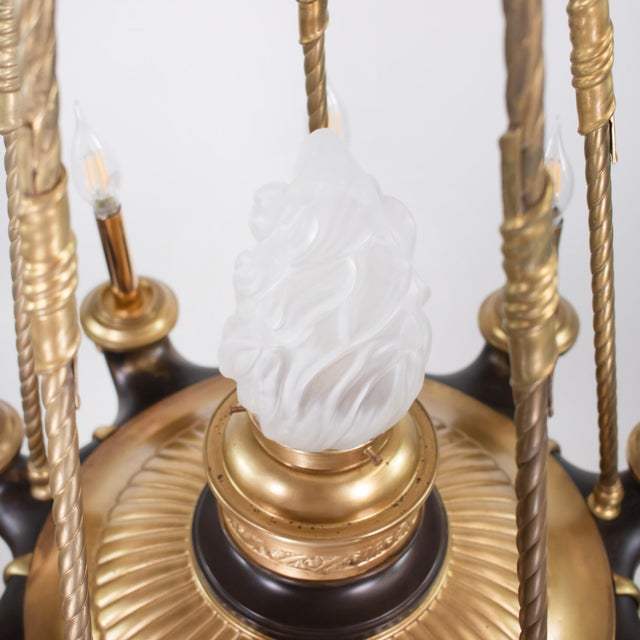 Metal Early 20th C. French Louis-Philippe Revival Gilt and Patinated Bronze Chandelier For Sale - Image 7 of 18