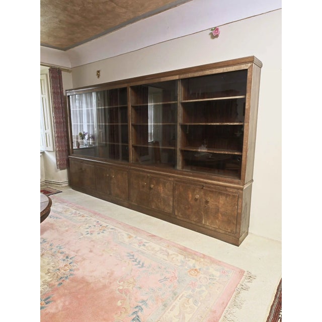 Large Art Deco bookcase, an impressive piece of furniture with a length of 385 cm, suitable for representative interiors,...