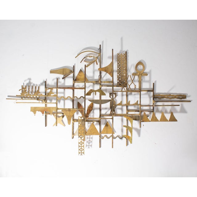 Mid-Century Modern 1960s Egyptian Inspired Metal Wall Sculpture by William Bowie For Sale - Image 3 of 8