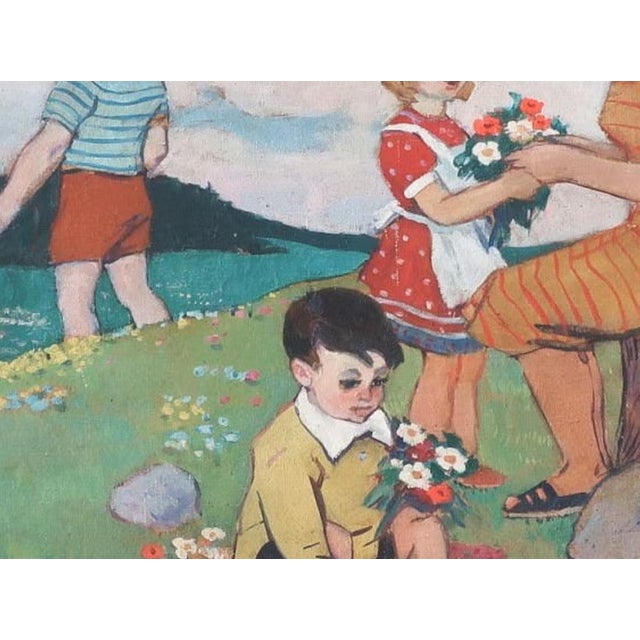 Soviet Children Oil Painting, Ukrainian Artist, 1960s Vintage Art 76-100 For Sale - Image 4 of 6