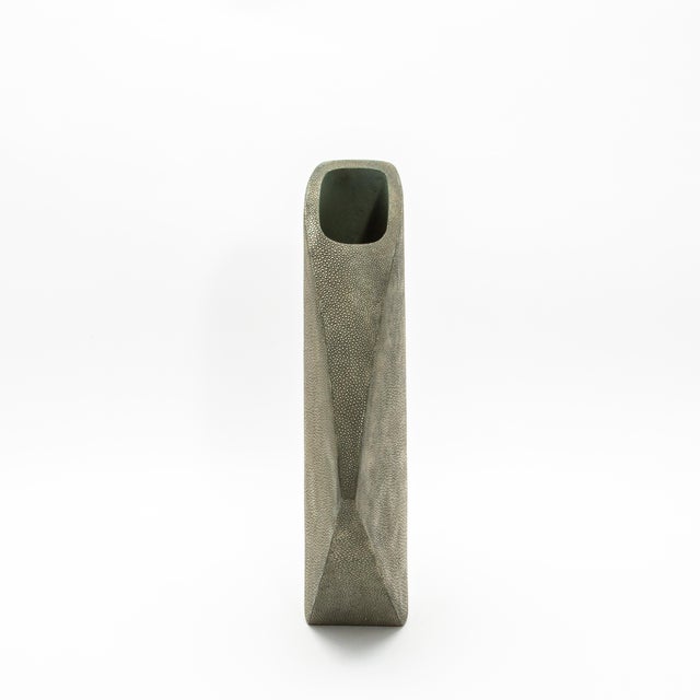 R & Y Augousti Shagreen Vase With Brass Details by R&y Augousti For Sale - Image 4 of 11