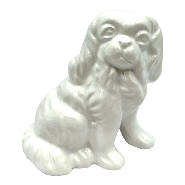 Vintage Diminutive Blanc De Chine Ceramic Pekingese Dog Figurine For Sale