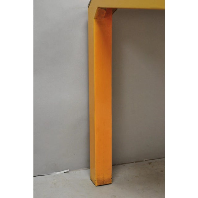 Vintage Hollywood Regency Orange Vinyl Laminate Parsons Style Dining Table Desk For Sale - Image 9 of 18