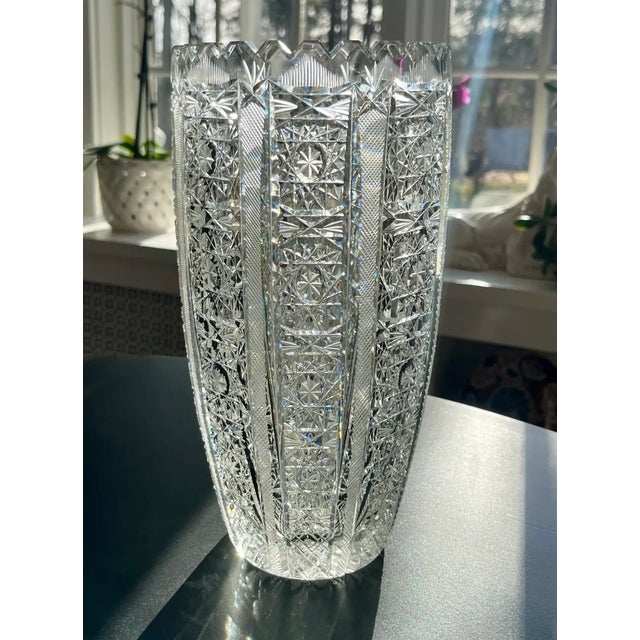 American Tall Antique American Brilliant Vase For Sale - Image 3 of 7