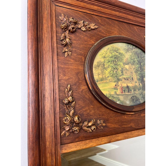 Brown French Style Wall Mirror in Oak For Sale - Image 8 of 14