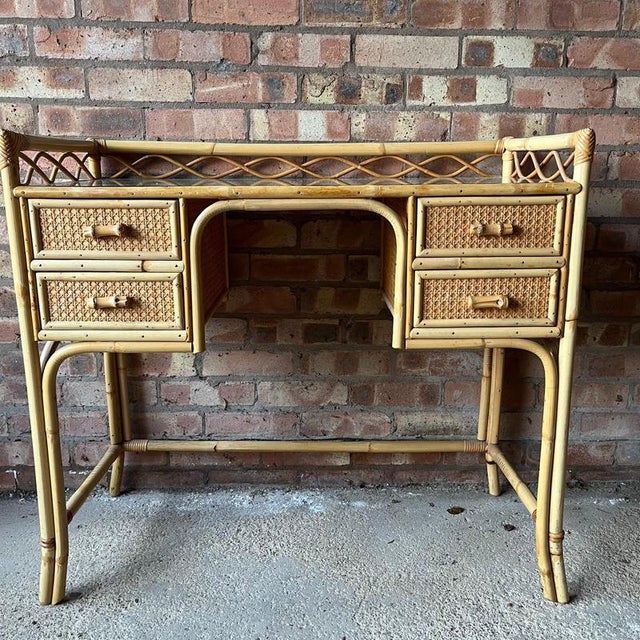 Cane & Bamboo Dressing Table / Desk For Sale - Image 4 of 6